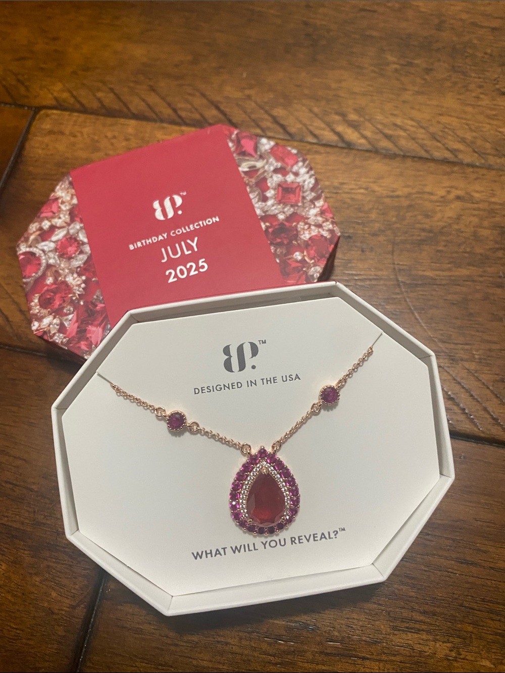 Bomb Party Birthday Collection July 2025 Necklace - Ruby - Rose Gold